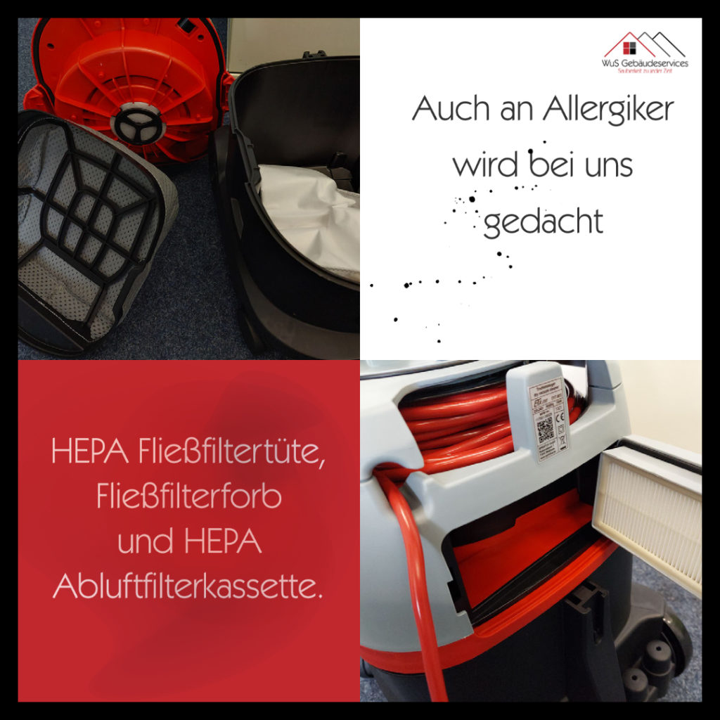 Staubsauger mit Hepa13 Filtermedien in rot, grau, schwarz